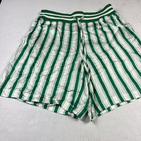Anthropologie Womens Satin Shorts Striped High Rise Lightweight Drawstring SMALL - Picture 2 of 11